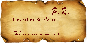 Pacsolay Román névjegykártya
